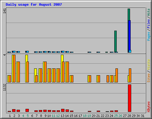 Daily usage for August 2007