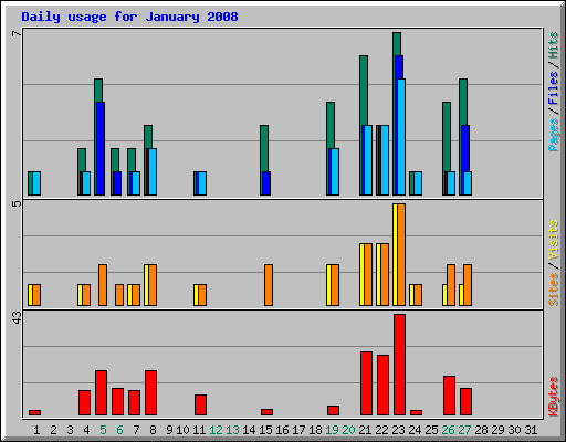 Daily usage for January 2008