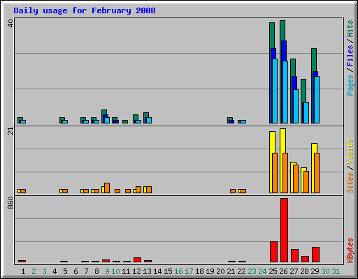 Daily usage for February 2008