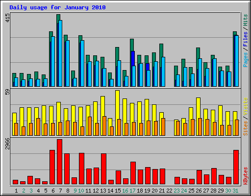 Daily usage for January 2010