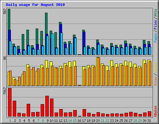 Daily usage for August 2010