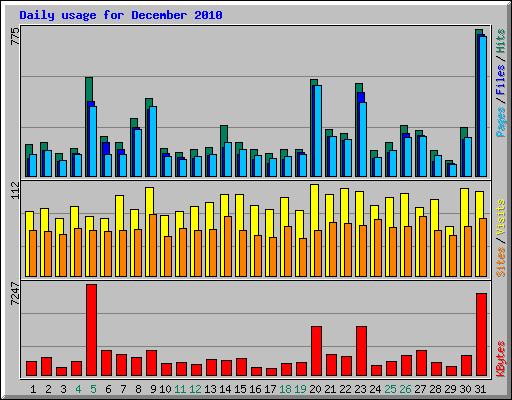 Daily usage for December 2010