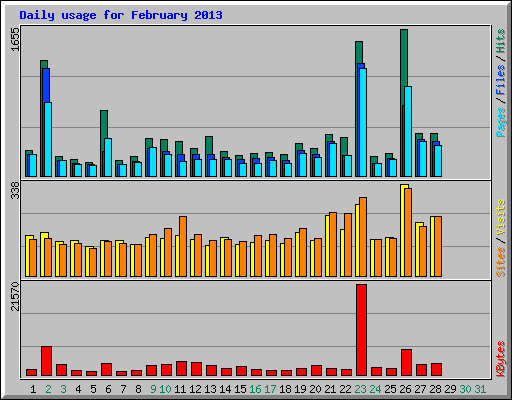 Daily usage for February 2013