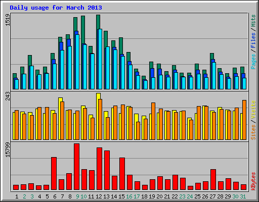 Daily usage for March 2013