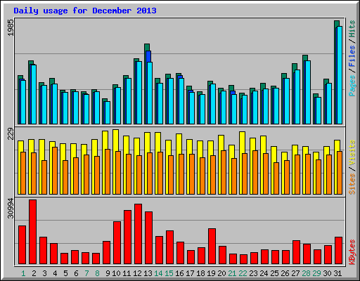 Daily usage for December 2013