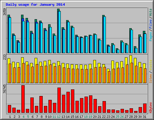 Daily usage for January 2014