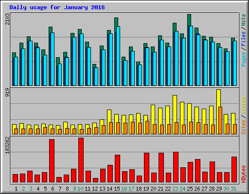 Daily usage for January 2016