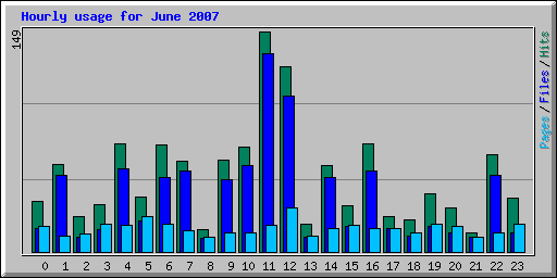 Hourly usage for June 2007