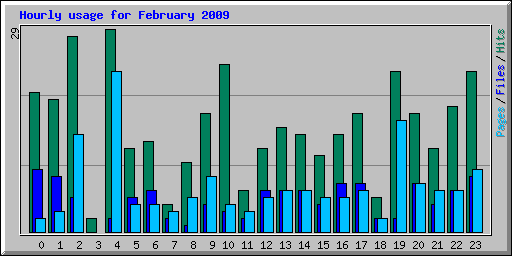 Hourly usage for February 2009