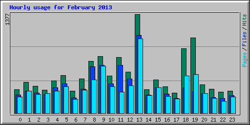 Hourly usage for February 2013