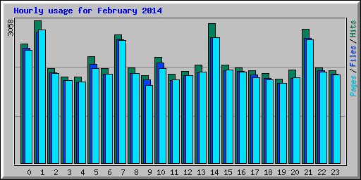 Hourly usage for February 2014