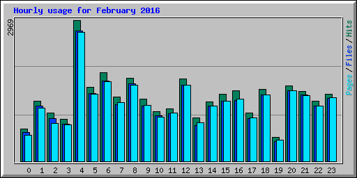 Hourly usage for February 2016