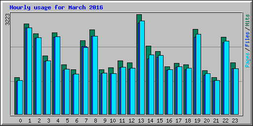 Hourly usage for March 2016