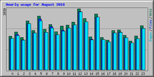 Hourly usage for August 2016