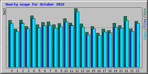 Hourly usage for October 2016